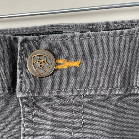 Ariat Rebar M4 Pants Mens 44x30 Gray Canvas Relaxed Straight Utility Workwear - Picture 8 of 14